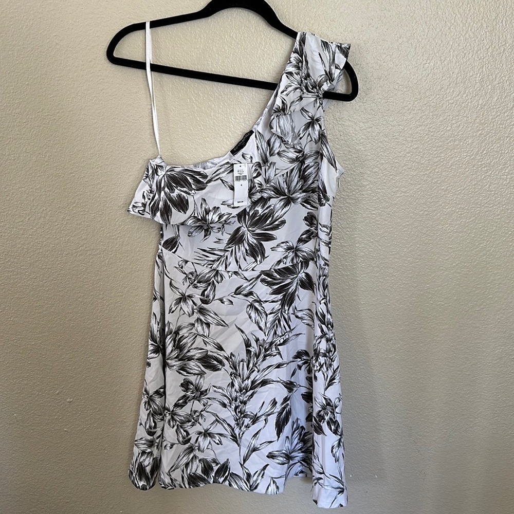 NEW Banana Republic Ruffle One Shoulder Tropical Print Dress Size 4 NWT